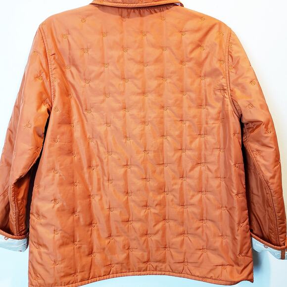 Vintage Givy Embroidered Reversible Quilted Jacket Burnt Orange and Ivory Size M - Picture 5 of 11